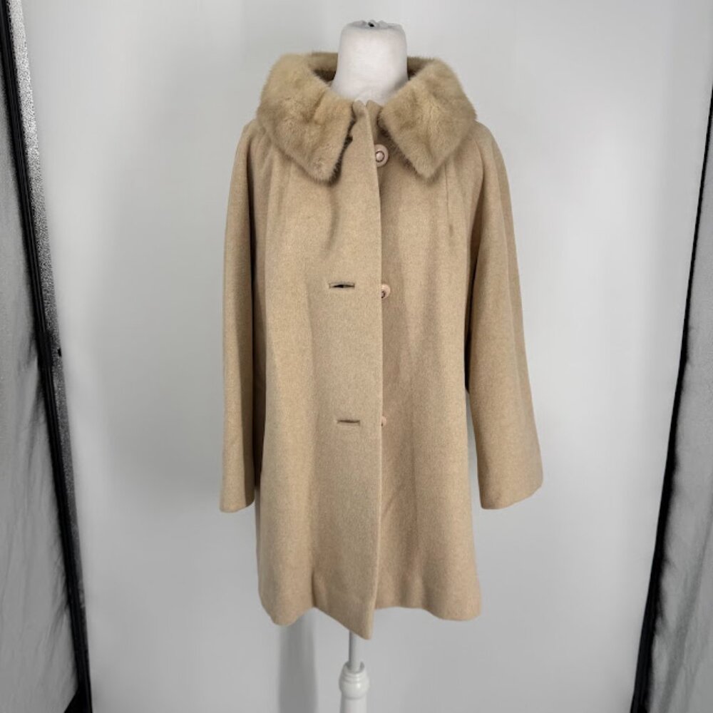 Vintage Levy's of Savannah Fur Collar Wool Coat - Size L - Picture 3 of 13